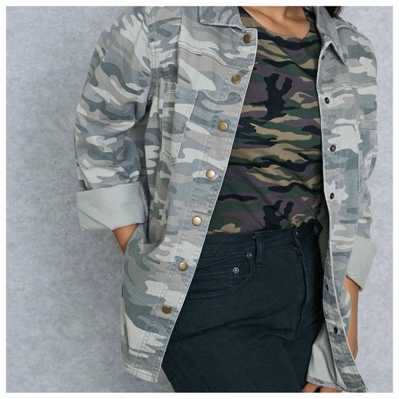 army print denim jacket